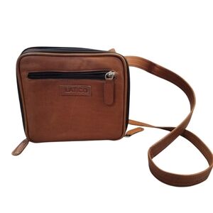 Y2k Latico Tan Leather Messenger Crossbody Bag Small